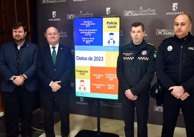 La Policía Local de Antequera y Protección Civil realizaron más de 800 servicios extraordinarios durante el año 2023 contribuyendo así a garantizar la seguridad de nuestra ciudad